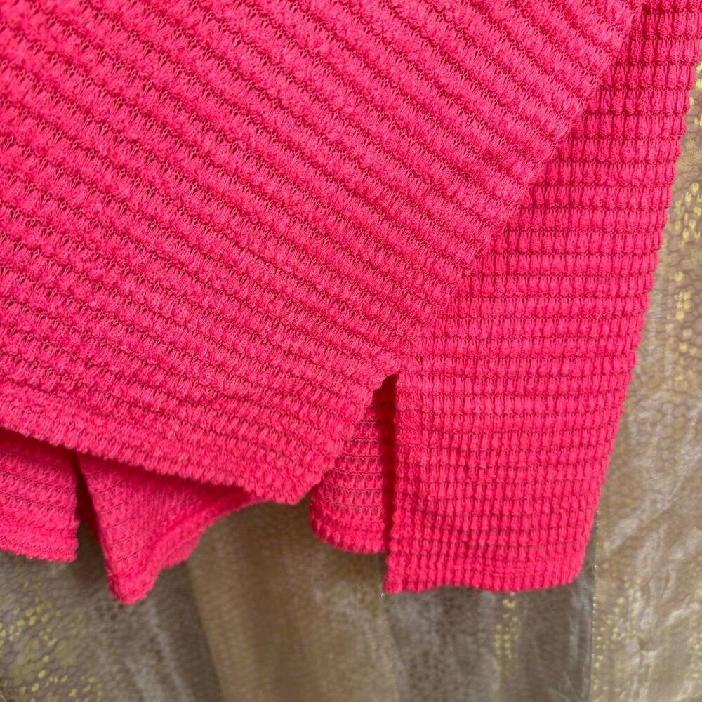 Zenana Hot Bright Pink Knit Thermal Long Stretchy Sleeve Top L/XL - Picture 4 of 6